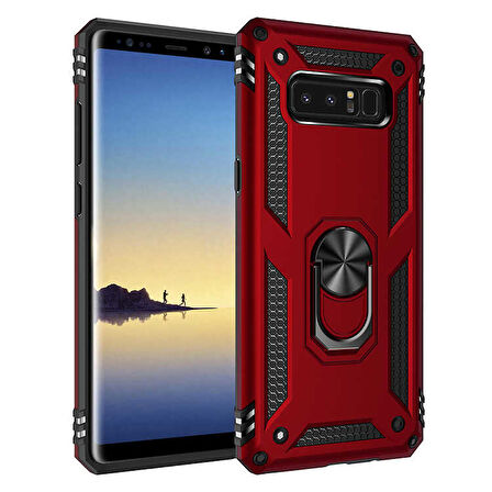 Samsung Galaxy Note 8 Uyumlu Kılıf Standlı Manyetik Yüzüklü Military Ring TPU Cover