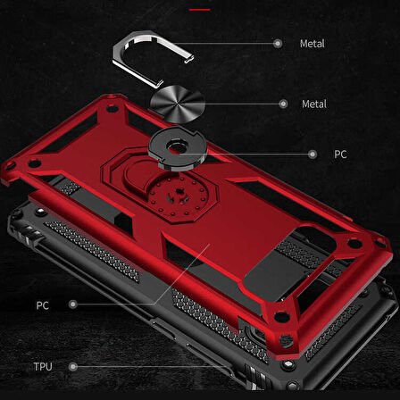 Samsung Galaxy Note 8 Uyumlu Kılıf Standlı Manyetik Yüzüklü Military Ring TPU Cover