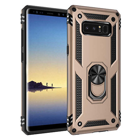 Samsung Galaxy Note 8 Uyumlu Kılıf Standlı Manyetik Yüzüklü Military Ring TPU Cover