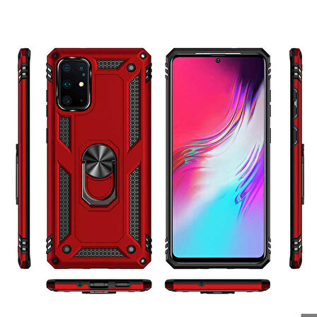 Samsung Galaxy S20 Plus Uyumlu Kılıf Standlı Manyetik Yüzüklü Military Ring TPU Cover