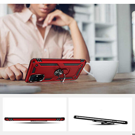 Samsung Galaxy S20 Plus Uyumlu Kılıf Standlı Manyetik Yüzüklü Military Ring TPU Cover