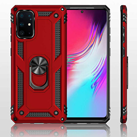 Samsung Galaxy S20 Plus Uyumlu Kılıf Standlı Manyetik Yüzüklü Military Ring TPU Cover