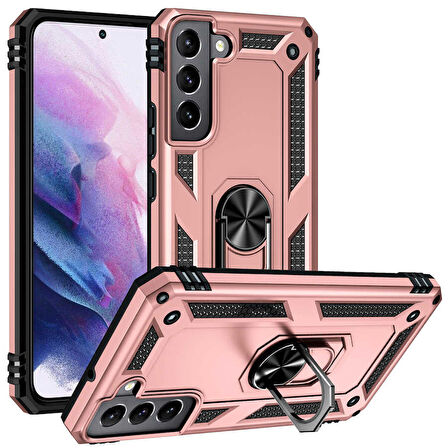 Samsung Galaxy S22 Uyumlu Kılıf Standlı Manyetik Yüzüklü Military Ring TPU Cover