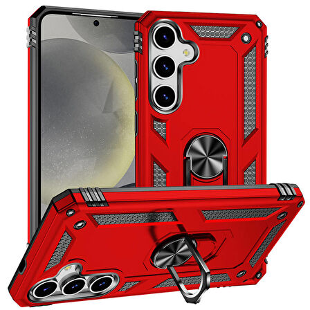 Samsung Galaxy S24 Plus Uyumlu Kılıf Standlı Manyetik Yüzüklü Military Ring TPU Cover