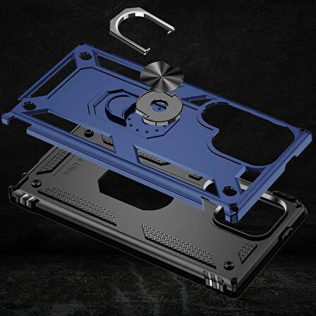 Samsung Galaxy S24 Ultra Uyumlu Kılıf Standlı Manyetik Yüzüklü Military Ring TPU Cover
