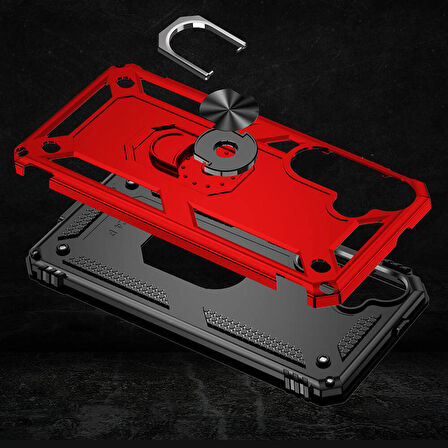 Samsung Galaxy S24 Uyumlu Kılıf Standlı Manyetik Yüzüklü Military Ring TPU Cover