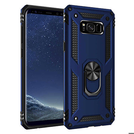 Samsung Galaxy S8 Plus Uyumlu Kılıf Standlı Manyetik Yüzüklü Military Ring TPU Cover