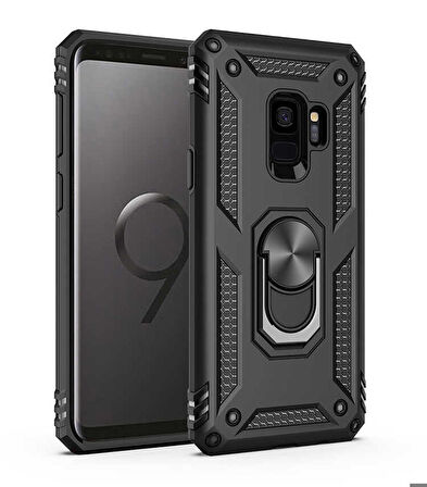 Samsung Galaxy S9 Uyumlu Kılıf Standlı Manyetik Yüzüklü Military Ring TPU Cover