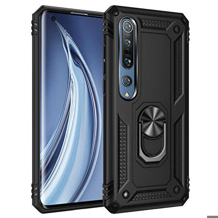 Xiaomi Mi 10 Uyumlu Kılıf Standlı Manyetik Yüzüklü Military Ring TPU Cover