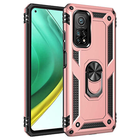 Xiaomi Mi 10T 5G Uyumlu Kılıf Standlı Manyetik Yüzüklü Military Ring TPU Cover
