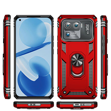 Xiaomi Mi 11 Ultra Uyumlu Kılıf Standlı Manyetik Yüzüklü Military Ring TPU Cover