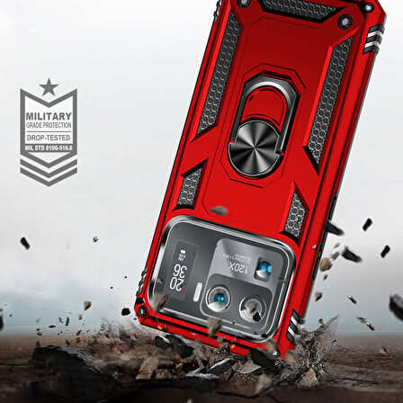 Xiaomi Mi 11 Ultra Uyumlu Kılıf Standlı Manyetik Yüzüklü Military Ring TPU Cover