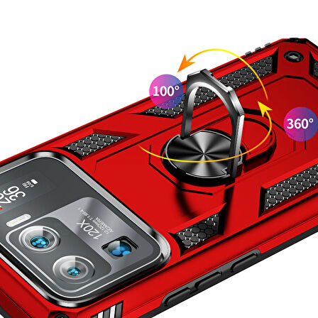 Xiaomi Mi 11 Ultra Uyumlu Kılıf Standlı Manyetik Yüzüklü Military Ring TPU Cover