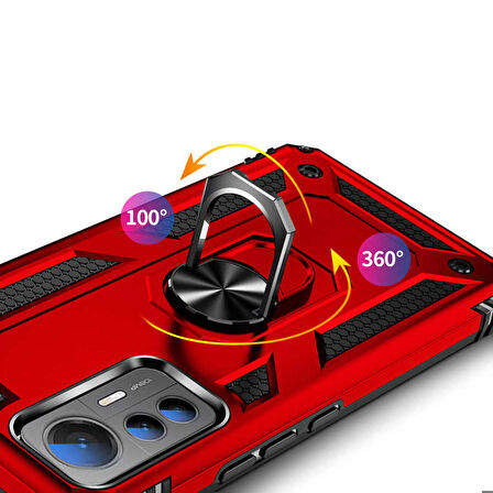 Xiaomi Mi 12 Lite Uyumlu Kılıf Standlı Manyetik Yüzüklü Military Ring TPU Cover