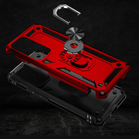 Xiaomi Mi 12T Uyumlu Kılıf Standlı Manyetik Yüzüklü Military Ring TPU Cover