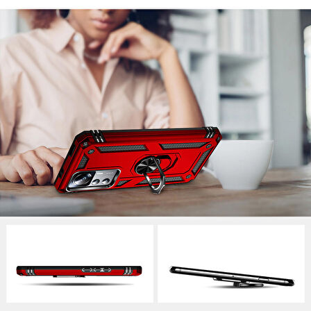 Xiaomi Mi 12T Uyumlu Kılıf Standlı Manyetik Yüzüklü Military Ring TPU Cover