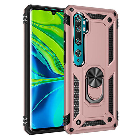 Xiaomi Mi Note 10 Uyumlu Kılıf Standlı Manyetik Yüzüklü Military Ring TPU Cover
