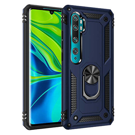 Xiaomi Mi Note 10 Uyumlu Kılıf Standlı Manyetik Yüzüklü Military Ring TPU Cover