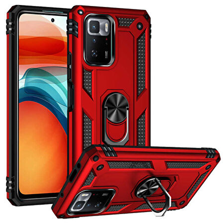 Xiaomi Poco X3 GT Uyumlu Kılıf Standlı Manyetik Yüzüklü Military Ring TPU Cover
