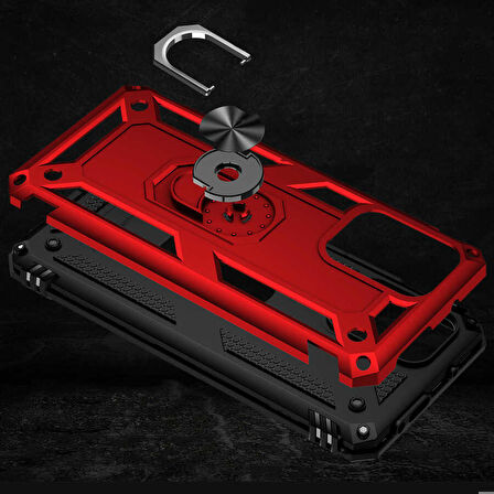 Xiaomi Poco X3 GT Uyumlu Kılıf Standlı Manyetik Yüzüklü Military Ring TPU Cover