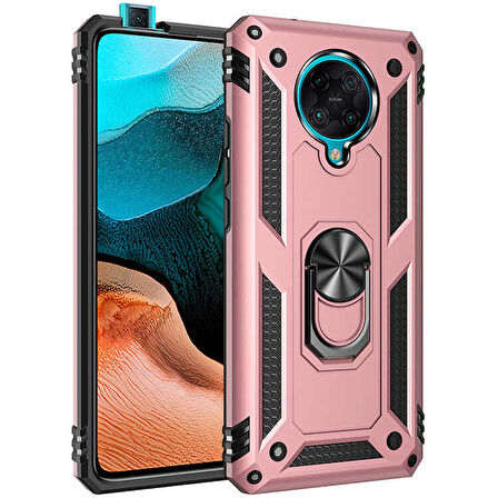 Xiaomi Redmi K30 Pro Uyumlu Kılıf Standlı Manyetik Yüzüklü Military Ring TPU Cover