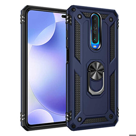 Xiaomi Redmi K30 Uyumlu Kılıf Standlı Manyetik Yüzüklü Military Ring TPU Cover