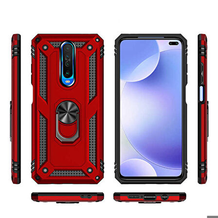 Xiaomi Redmi K30 Uyumlu Kılıf Standlı Manyetik Yüzüklü Military Ring TPU Cover
