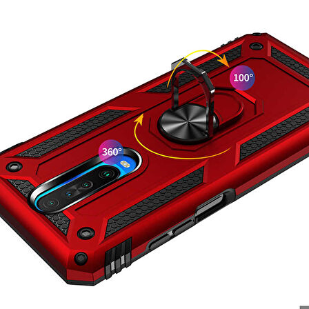 Xiaomi Redmi K30 Uyumlu Kılıf Standlı Manyetik Yüzüklü Military Ring TPU Cover