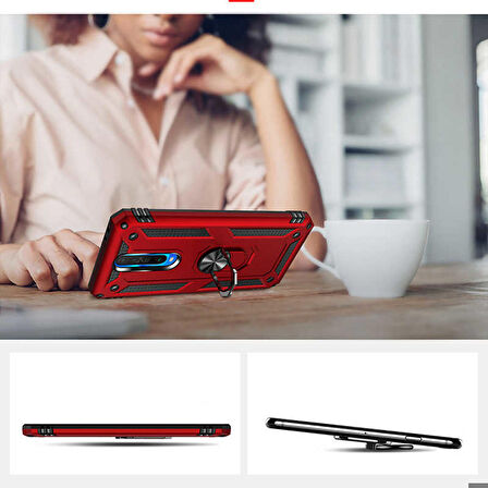 Xiaomi Redmi K30 Uyumlu Kılıf Standlı Manyetik Yüzüklü Military Ring TPU Cover