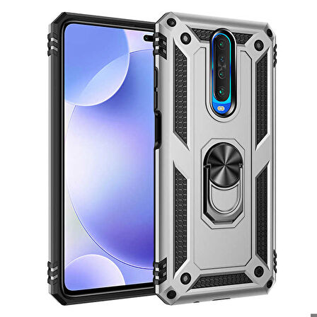 Xiaomi Redmi K30 Uyumlu Kılıf Standlı Manyetik Yüzüklü Military Ring TPU Cover