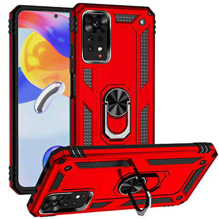 Xiaomi Redmi Note 11 Pro 5G Uyumlu Kılıf Standlı Manyetik Yüzüklü Military Ring TPU Cover