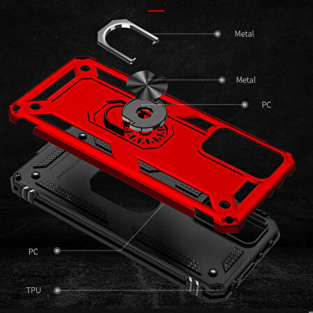 Xiaomi Redmi Note 11 Pro 5G Uyumlu Kılıf Standlı Manyetik Yüzüklü Military Ring TPU Cover