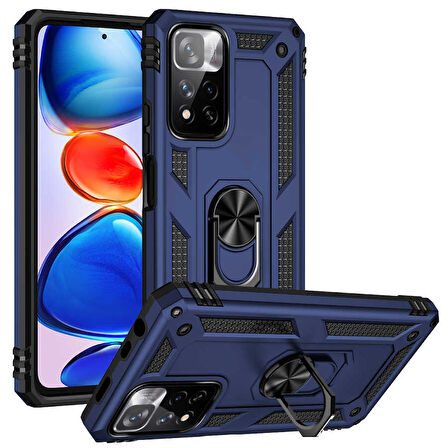 Xiaomi Redmi Note 11 Pro Plus 5G Uyumlu Kılıf Standlı Manyetik Yüzüklü Military Ring TPU Cover