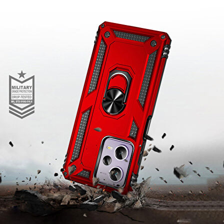 Xiaomi Redmi Note 12 Pro 5G Uyumlu Kılıf Standlı Manyetik Yüzüklü Military Ring TPU Cover