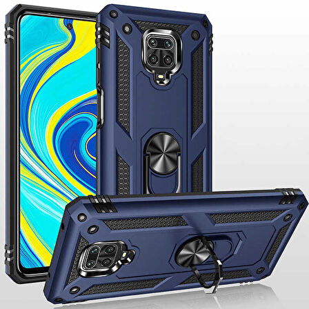 Xiaomi Redmi Note 9 Pro Uyumlu Kılıf Standlı Manyetik Yüzüklü Military Ring TPU Cover