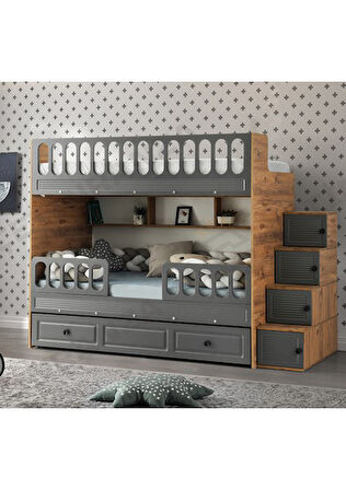 Panjur Yavrulu Ranza Antrasit & Ahşap Çelik Destekli MDF Membran Kaplama %100 MDF