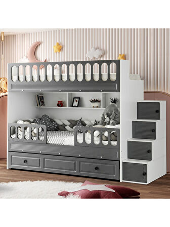 Panjur Yavrulu Ranza Antrasit & Beyaz Çelik Destekli MDF Membran Kaplama %100 MDF