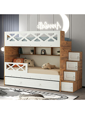 Mars Yavrulu Ranza Beyaz & Ahşap Çelik Destekli MDF Membran Kaplama  %100 MDF