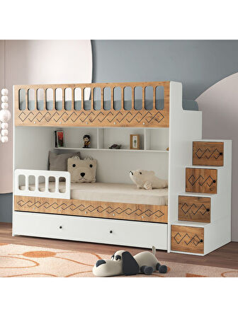 Trio Yavrulu Ranza Çam&Beyaz Çelik Destekli %100 MDF