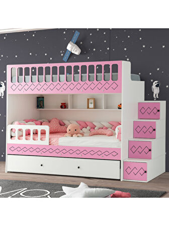Trio Yavrulu Ranza Pembe&Beyaz Çelik Destekli %100 MDF