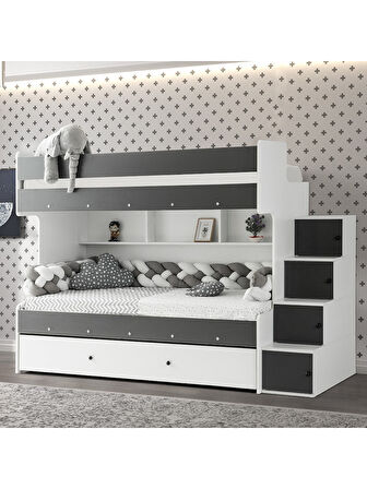 Safir Yavrulu Ranza Antrasit & Beyaz Çelik Destekli %100 MDF