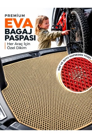 e-biz TOGG T10X-V2 (2026-2027) Uyumlu EVA Oto Paspas Bagaj Paspası Dahil Metal Topukluklu Bej