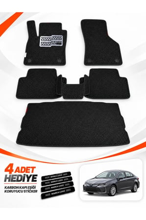 e-biz TOYOTA COROLLA-HYBRİD-SEDAN (2019-2026) Uyumlu EVA Oto Paspas Bagaj Paspası Dahil Siyah