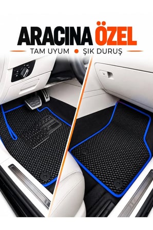 e-biz TOYOTA COROLLA-HYBRİD-SEDAN (2019-2026) Uyumlu EVA Oto Paspas Bagaj Paspası Dahil Siyah-Mavi