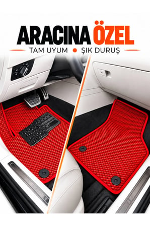 e-biz TOYOTA COROLLA-HYBRİD-SEDAN (2019-2026) Uyumlu EVA Oto Paspas Bagaj Paspası Dahil Kırmızı