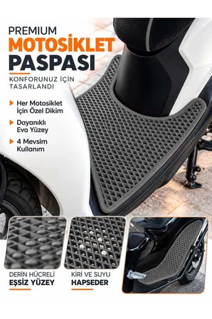 e-biz HERO DASH 125 Uyumlu EVA Motosiklet Paspası Scooter Ayak Paspası Motora Özel Koyu Gri