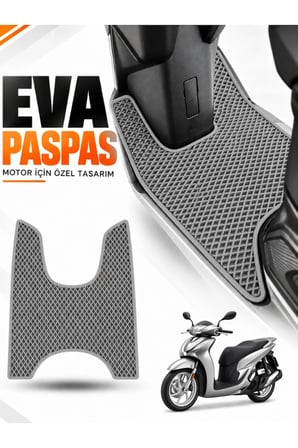 e-biz HONDA SH 125 Uyumlu EVA Motosiklet Paspası Scooter Ayak Paspası Motora Özel Açık Gri