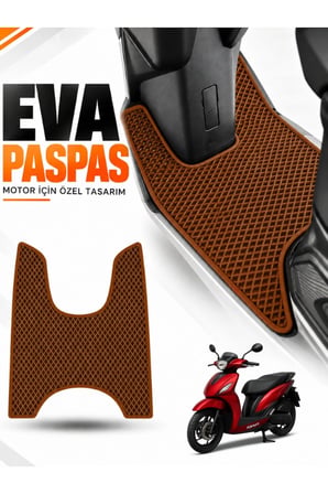 e-biz KANUNİ MATİ 125 Uyumlu EVA Motosiklet Paspası Scooter Ayak Paspası Motora Özel Kahverengi