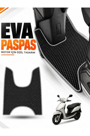 e-biz MOTLUX CEO Uyumlu EVA Motosiklet Paspası Scooter Ayak Paspası Motora Özel Siyah-Gri