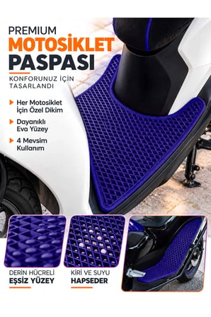 e-biz RKS GRACE 2002 Uyumlu EVA Motosiklet Paspası Scooter Ayak Paspası Motora Özel Lacivert